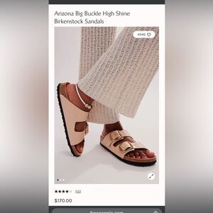Birkenstock Arizona BigBuckle Natural Leather Patent W11 M9 High Shine New Beige
